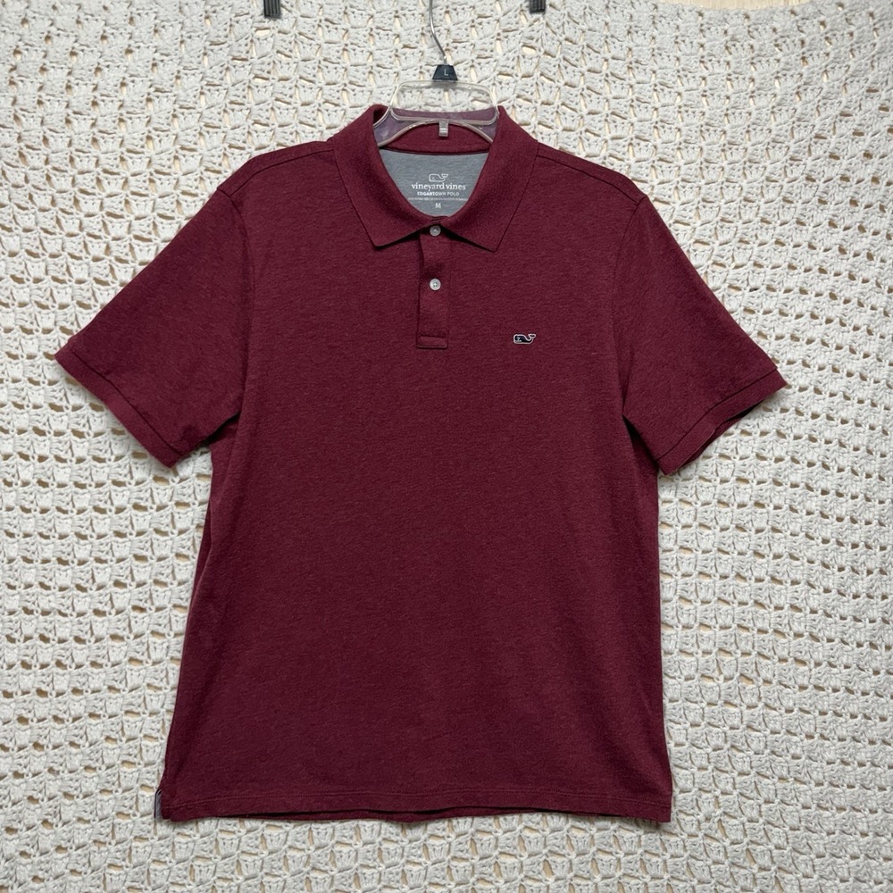 Vineyard Vines Edgartown Golf Polo Shirt Mens M Burgundy Short Sleeve Whale Logo